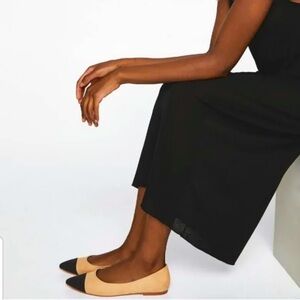 •ZARA• beige and black faux suede pointed cap toe SIZE 36• US 6